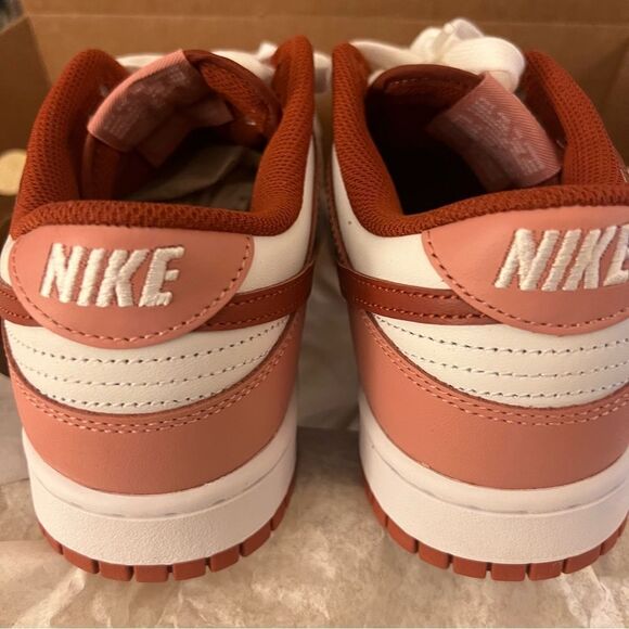 NIKE Dunk Low Panda Sneakers- White/Red Stardust/ Rugged Orange, Size W10.5/M9 - Picture 11 of 14